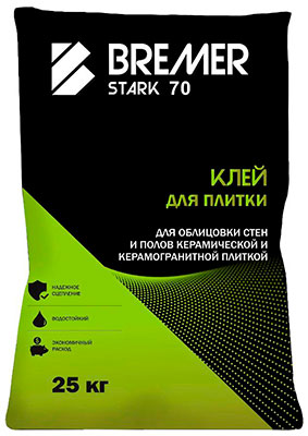 Клей для плитки и керамогранита BREMER STARK 70, 25 кг