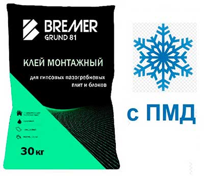 Клей монтажный BREMER GRUND 82 для гипсовых пазогребневых плит и блоков