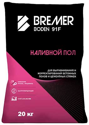 Финишный самовыравнивающийся наливной пол BREMER BODEN 91F, 20 кг.